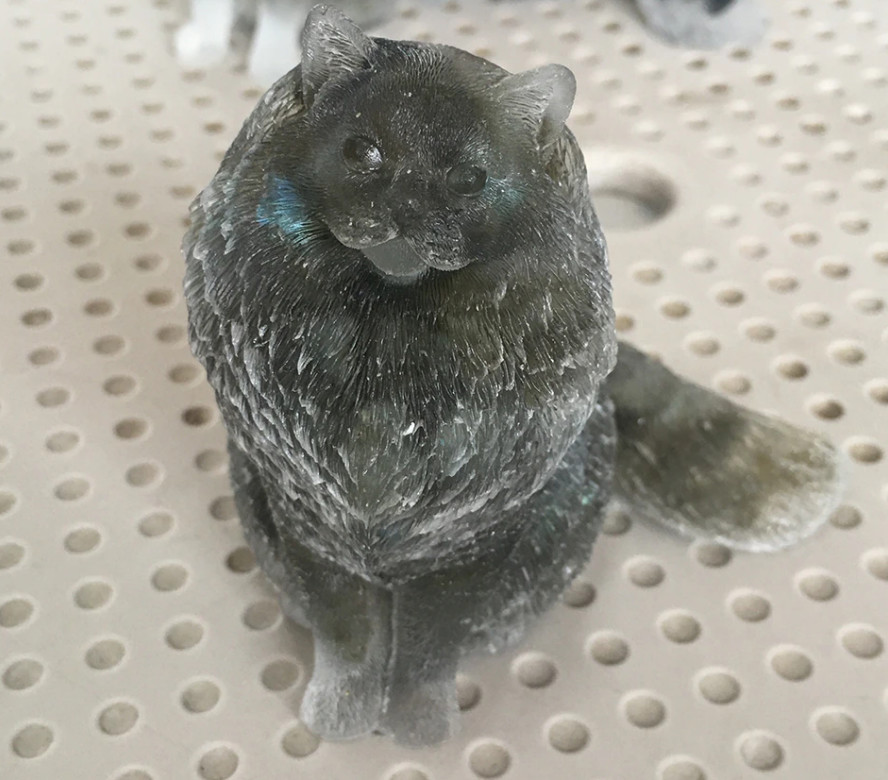 1x Handmade Natural Quartz Stone Cute Cat Healing Crystal Witch Decor Sculpture