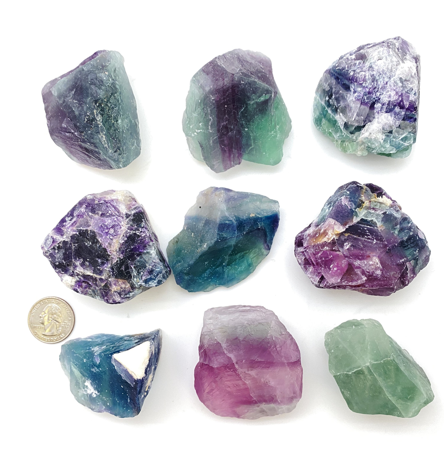 Raw Rainbow Fluorite Crystal – Grade A, Natural Fluorite from China