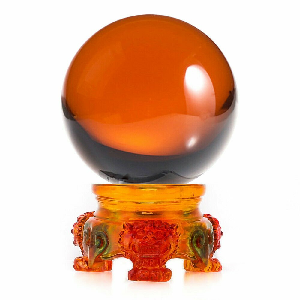 3in (80mm) Crystal Ball with Rainbow Lion Stand 10 colors to choose from