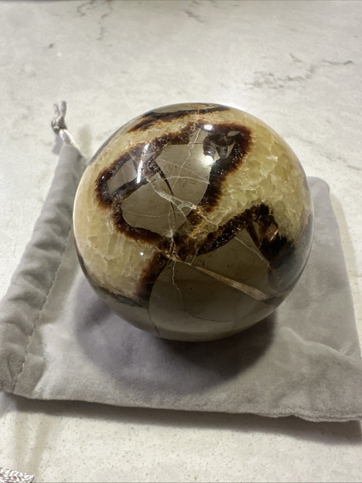 416g Natural Dragon Septarian Septarium Crystal Sphere Ball Specimen