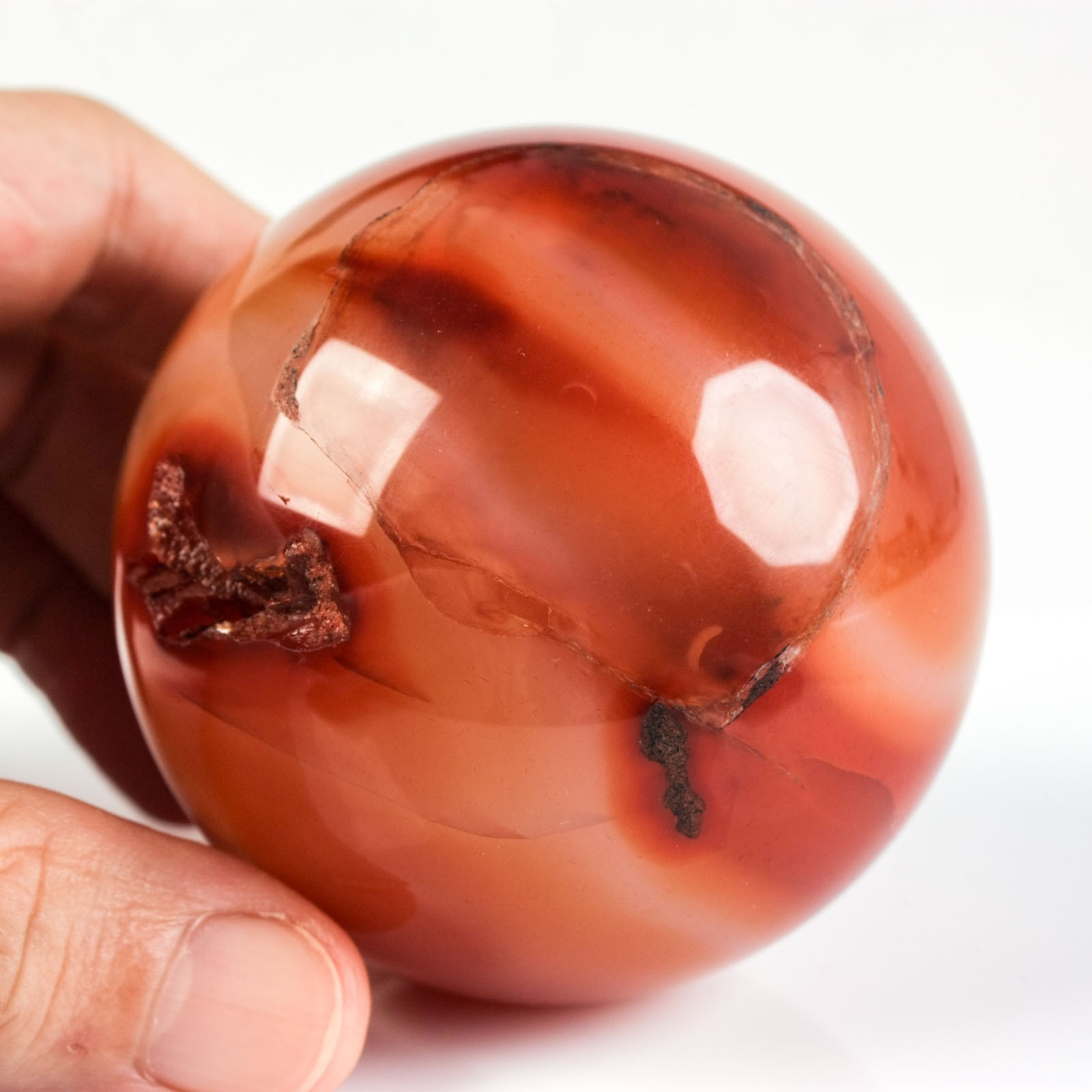 2.6″ 14.25oz Banded Carnelian Agate Sphere Crystal Ball Natural Mineral Specimen