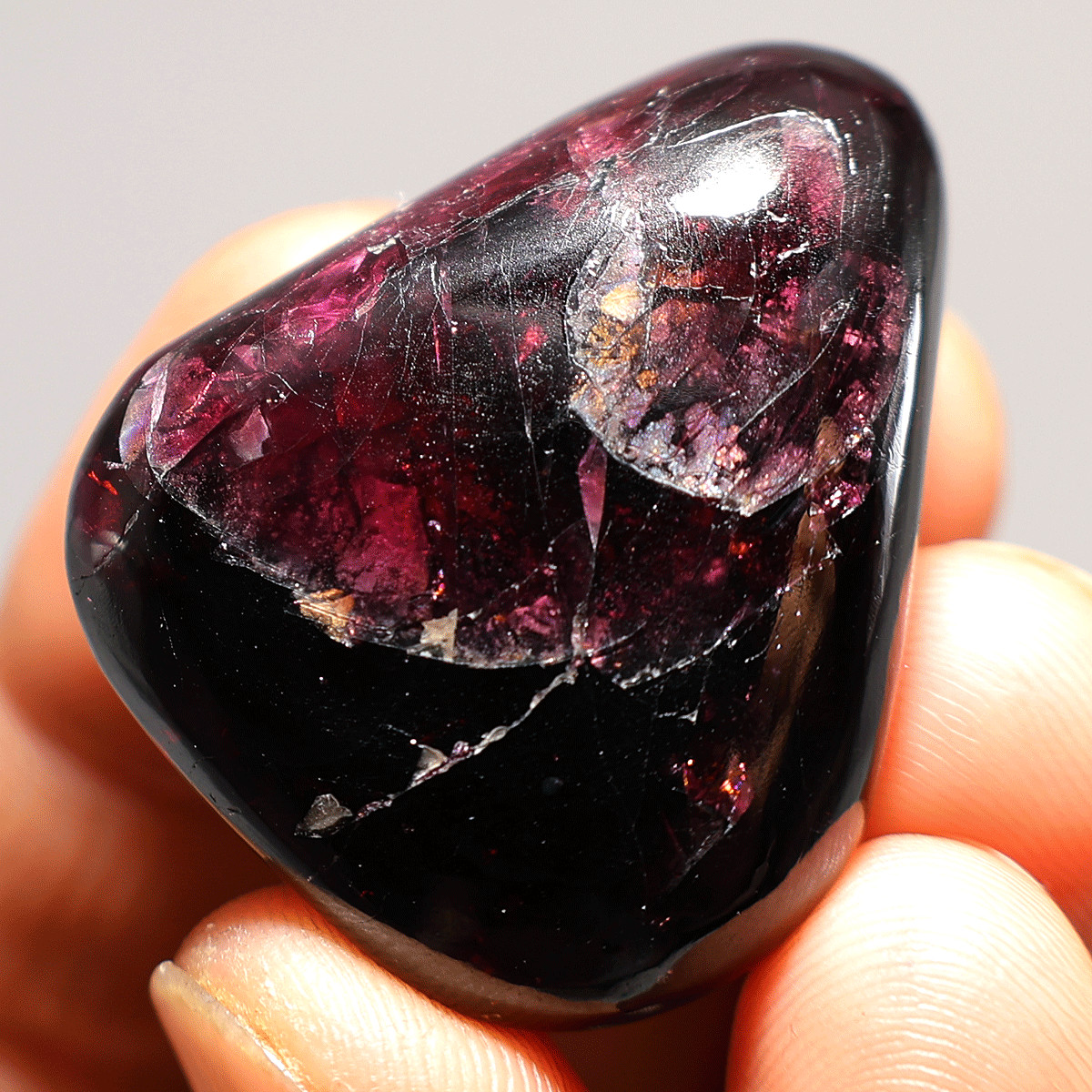 A Window Into Fire— Molten Core Garnet Palm Stone— One-Of-A-Kind Pocket Crystal