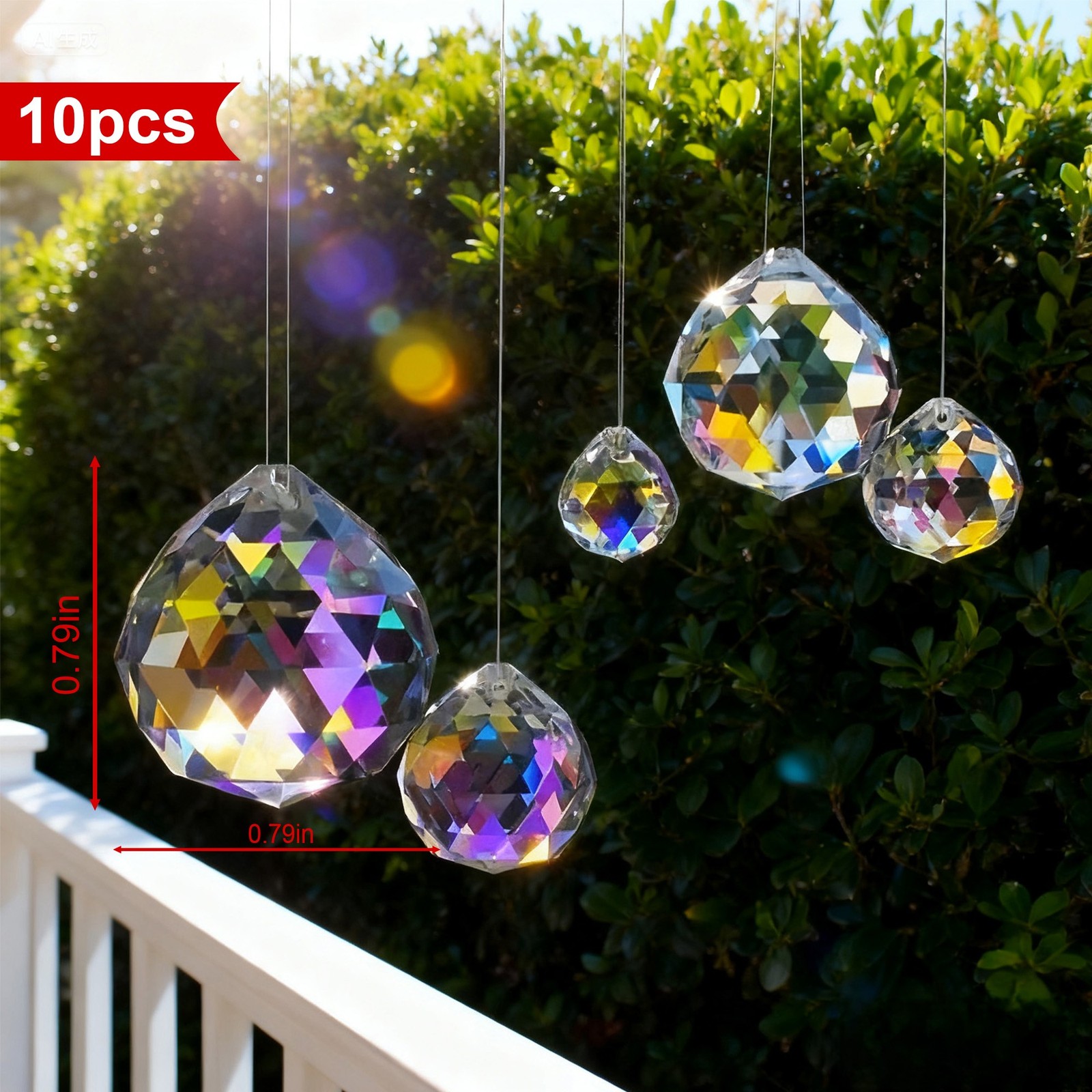 10pcs K9 Crystal Glass Balls Prism Sun Catcher Chandelier Hanging Ornaments