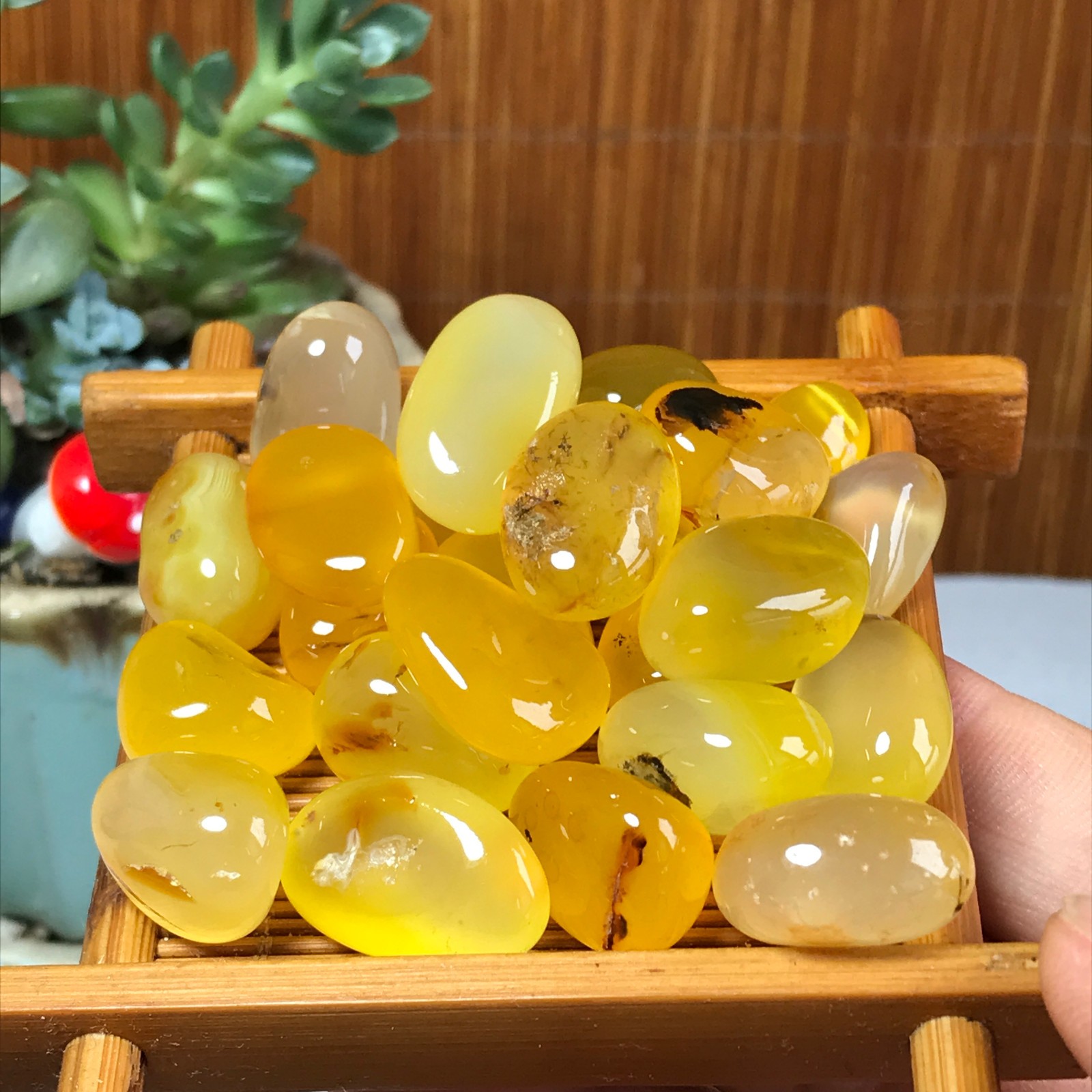 24pcs Natural Yellow agate Crystal gemstone Polish Mineral Specimen 93g A6848