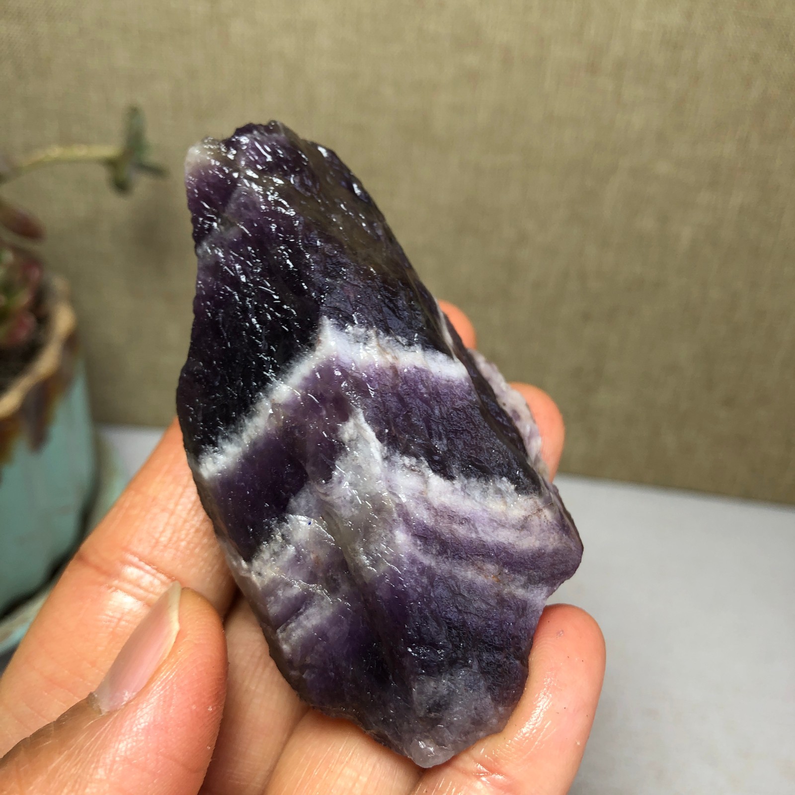 64mm Natural Dream Amethyst gemstone rough Crystal uncut specimens 86g A3827
