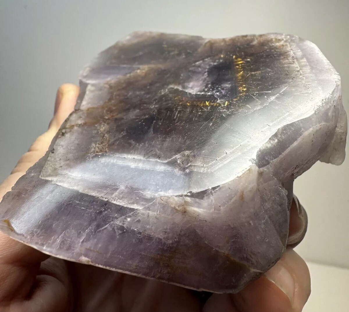 Auralite 23 Boreal Chevron Amethyst Crystal With Polished Face