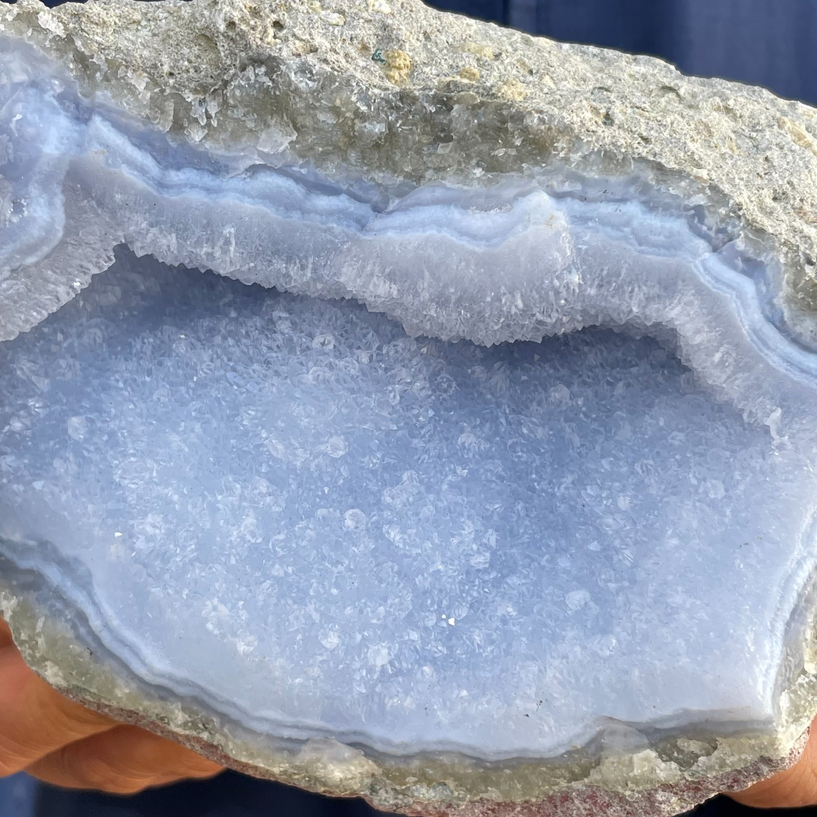 3.0lb Rare Natural Blue Agate Geode Crystal Mineral Rough Specimen Healing