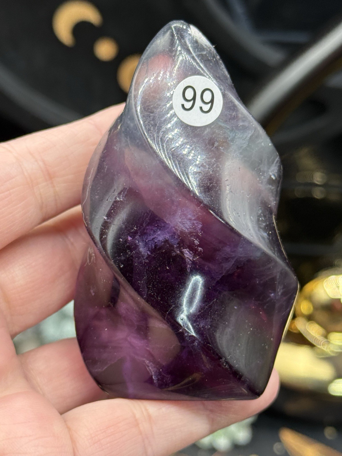 Natural Deep Purple Fluorite Flames Some Green UV reactive Free shipping