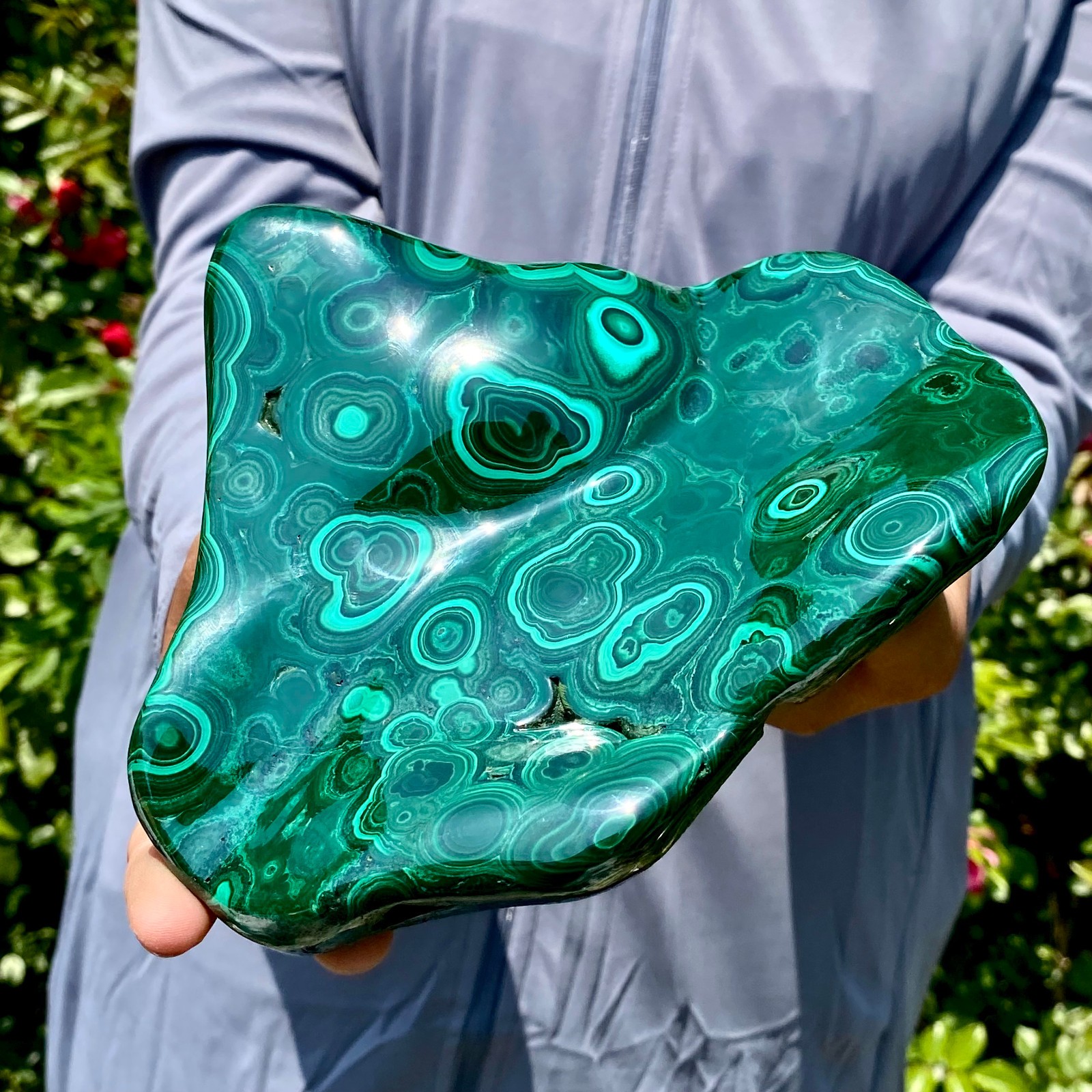 1.9LB Natural glossy Malachite transparent cluster rough mineral sample