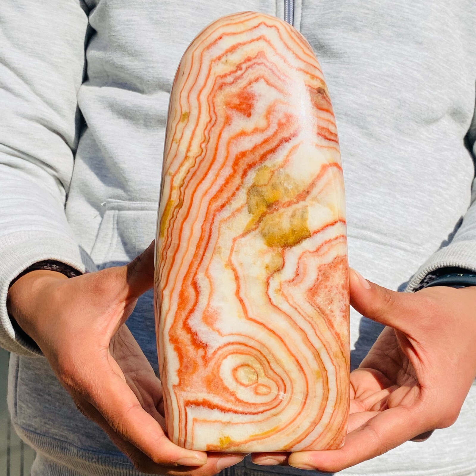 3.31LB Large Natural Red Striped Pattern Pork Stone Landscape Mineral Specimen