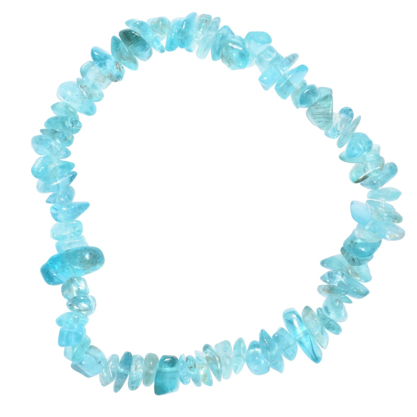 CHARGED Blue Apatite Crystal Chip Bracelet Polished Stretchy ENERGY REIKI