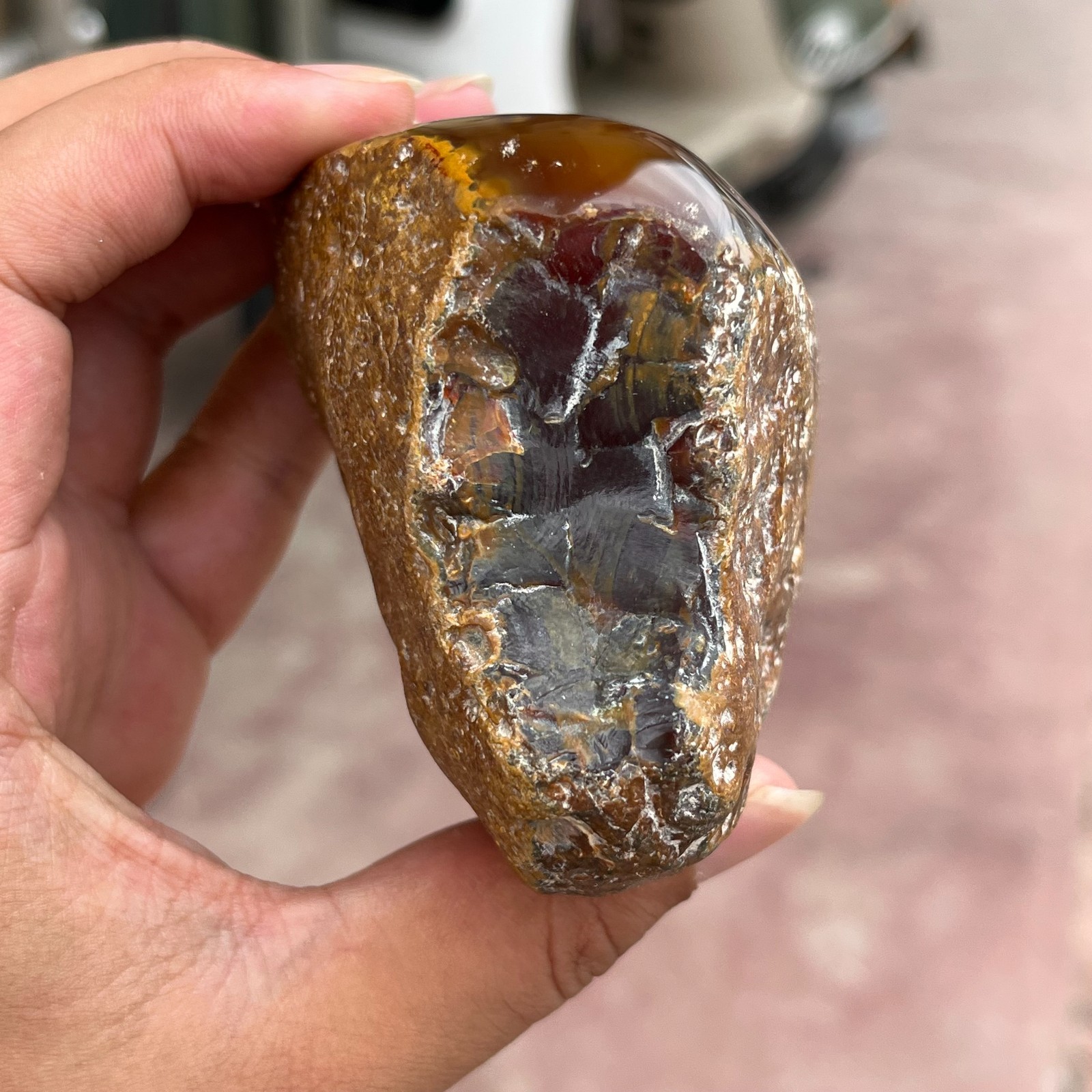 485g Small Natural Red Agate Geode Carnelian Druzy Crystal Mineral Specimen