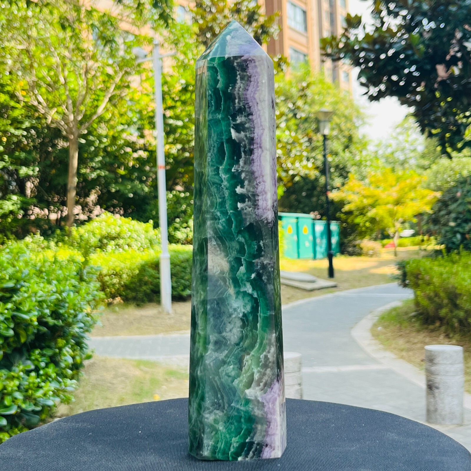 3.6LB Natural Colourful Fluorite Obelisk Quartz Crystal Tower Healing