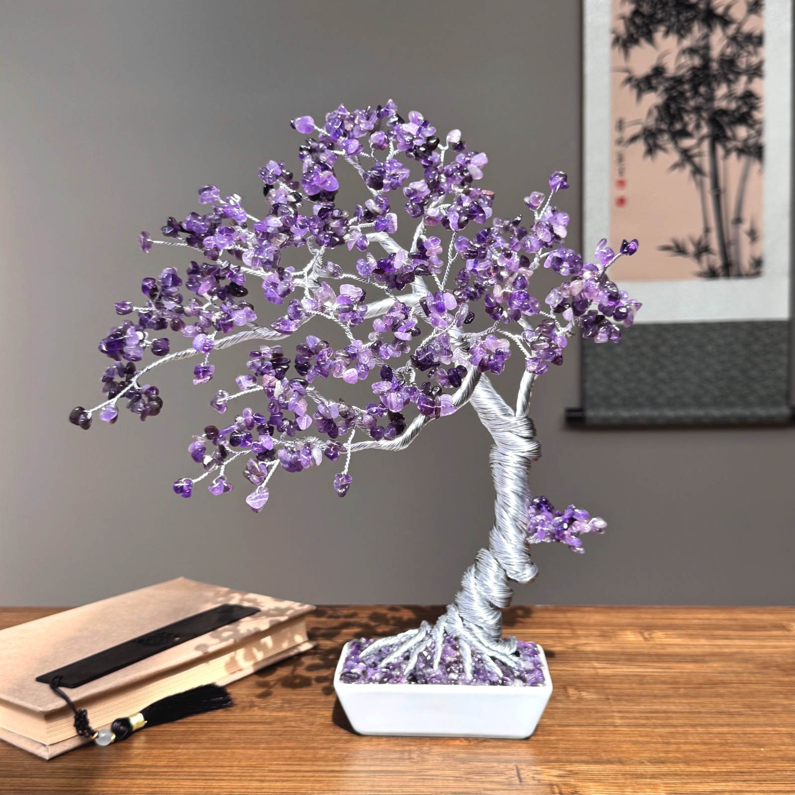 Large Amethyst Crystal Bonsai Tree Gemstone tree of Life