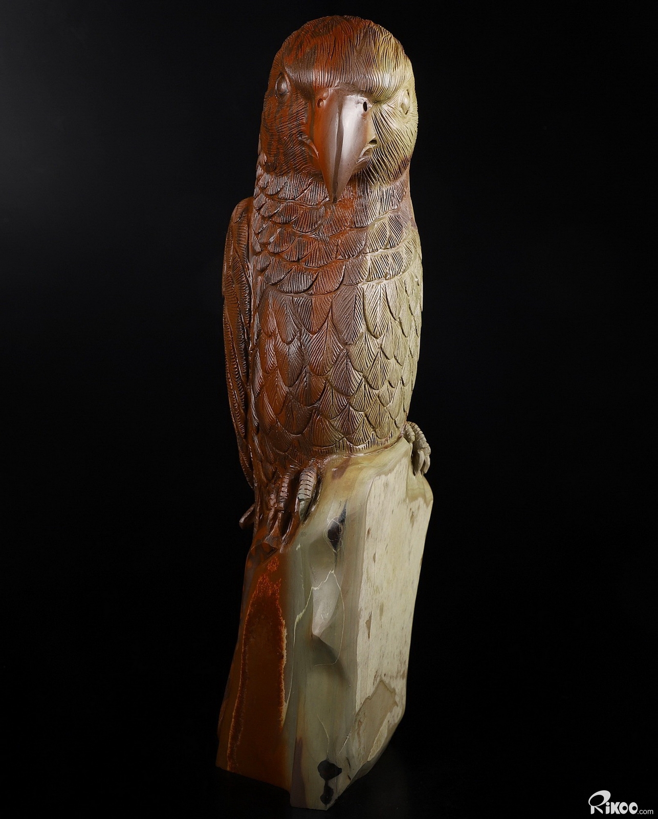 Giant 12.0″ Australian Print Stone Carved Crystal Parrot Cockatoo Bird