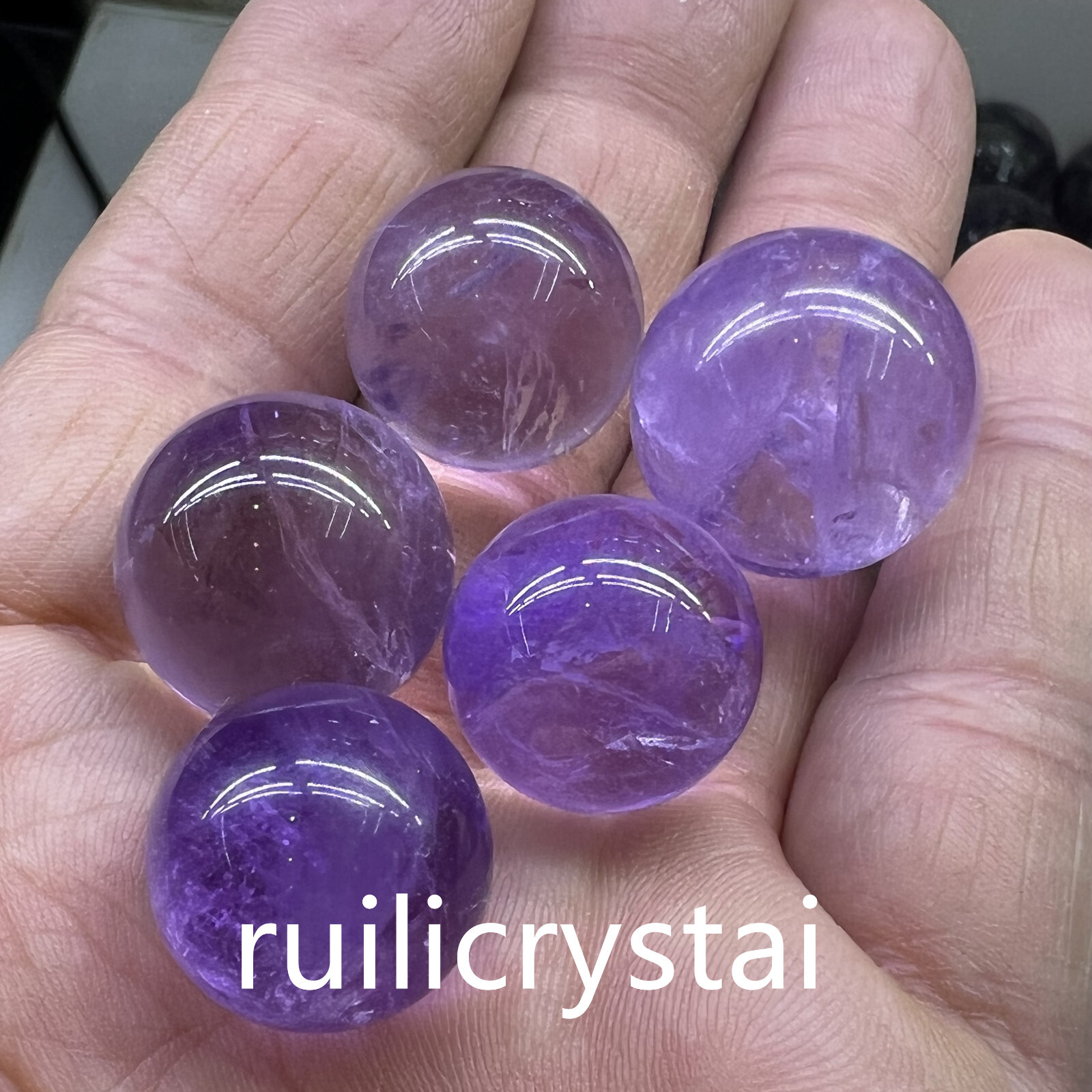 5pcs Natura Amethyst Quartz Sphere crystal Ball Reiki Healing 15-20mm