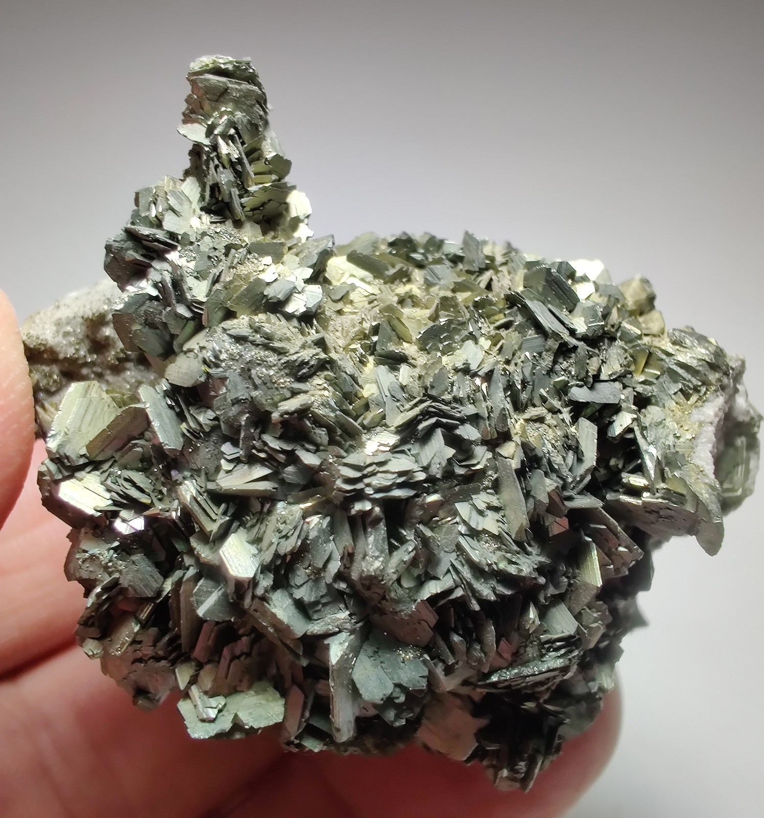 Marcasite crystals on matrix, Super! Vulcan Quarry, Racine, Wisconsin. 85 grams.