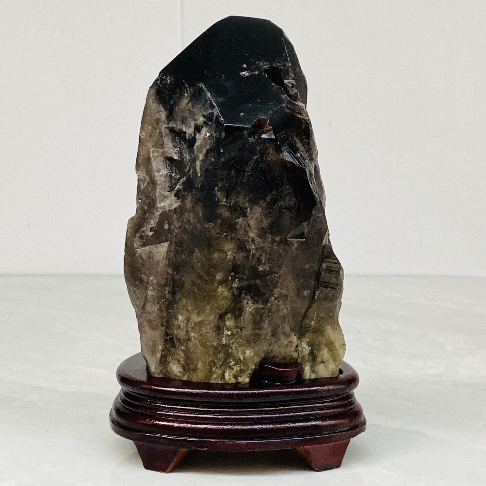 Natural Black Smoky Quartz Crystal Cluster Raw Mineral Specimen 10.49LB (Stand)