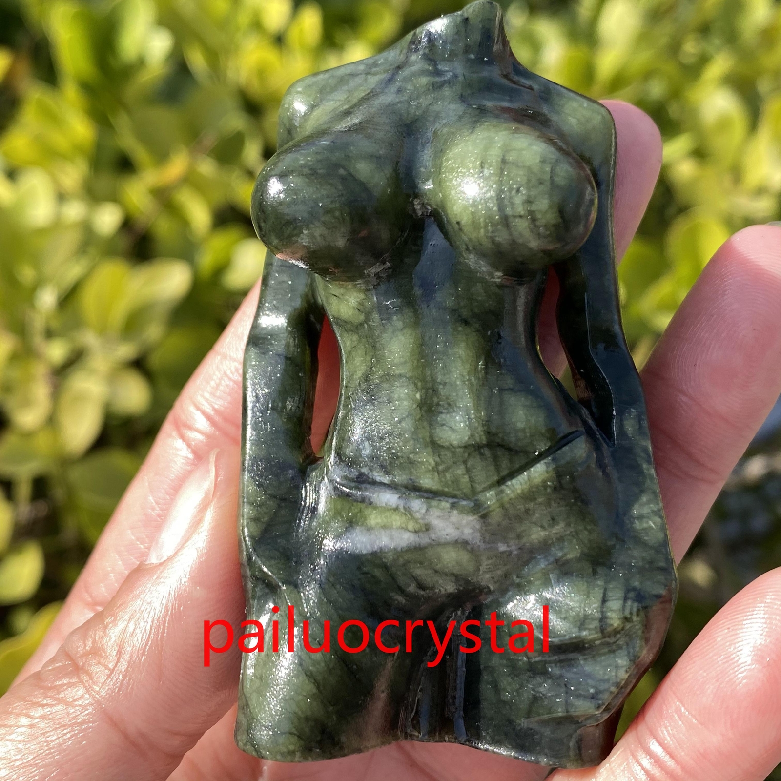 1pc Natural Olive jade Woman Model Quartz Crystal goddess skull Figurines 2.8″