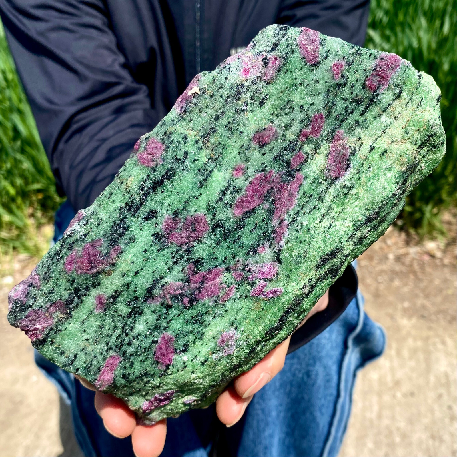 4.18LB Natural green Ruby zoisite (anylite) crystal Chakra mineral Healing Energ