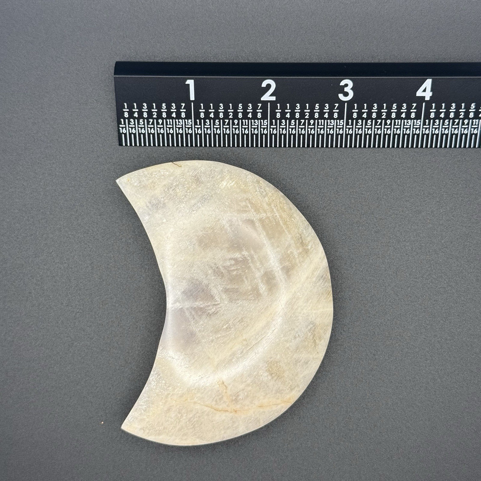 Polished Blue-flash Moonstone Crescent Moon Carving, Approx 3 inches