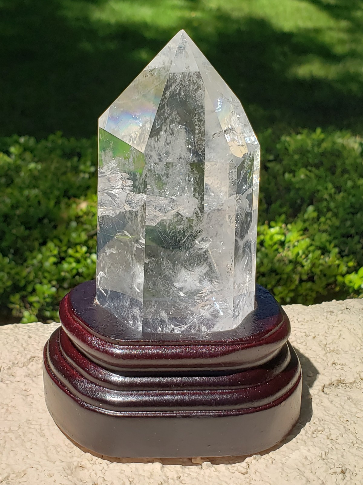 5.75″ Clear Quartz BLUE NEEDLE Crystal Tower Obelisk Point Wand with CustomLight