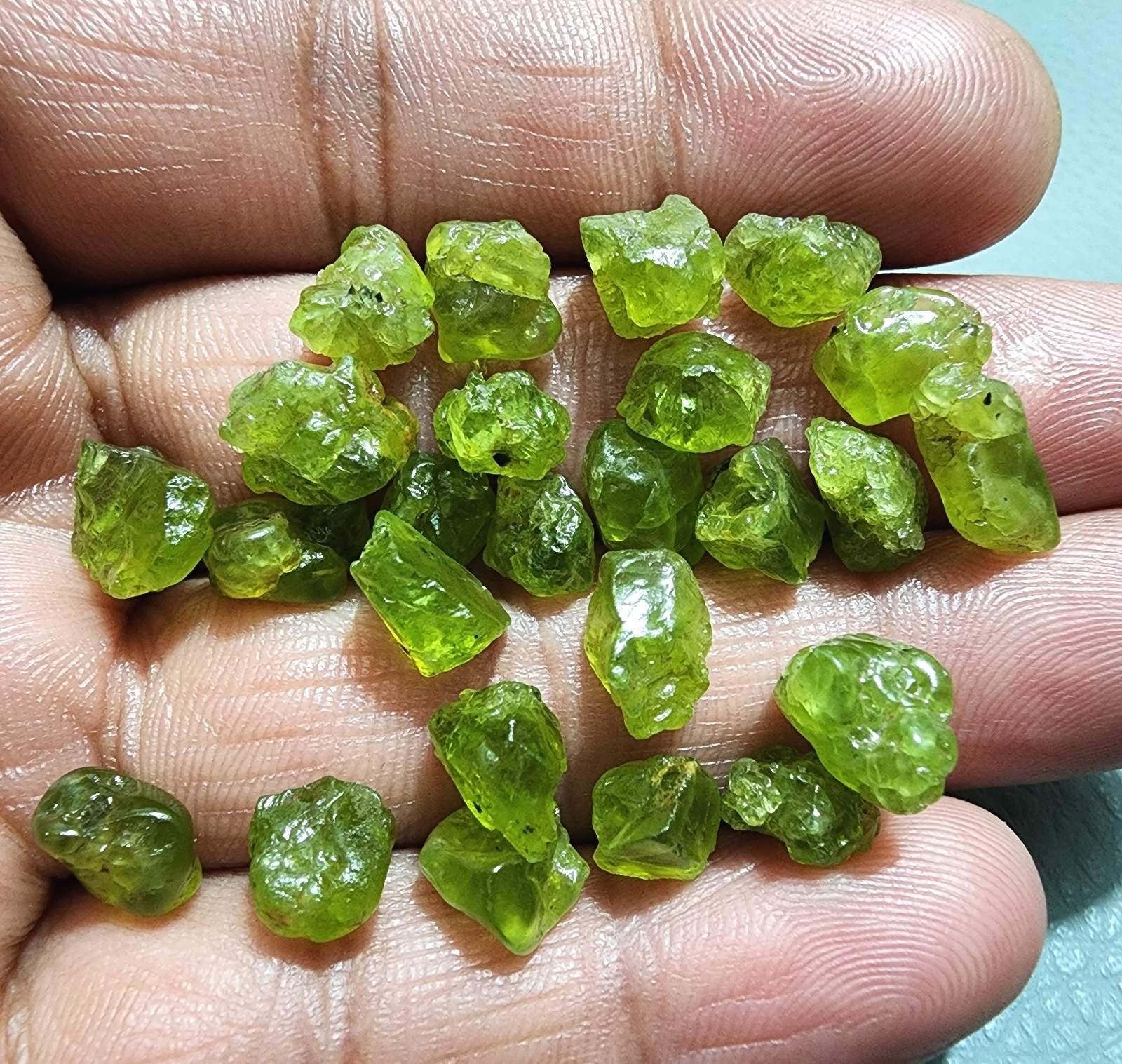 10 Pcs Lot Green Peridot Rough Crystal 8-9mm Natural Loose Gemstone Jewelry