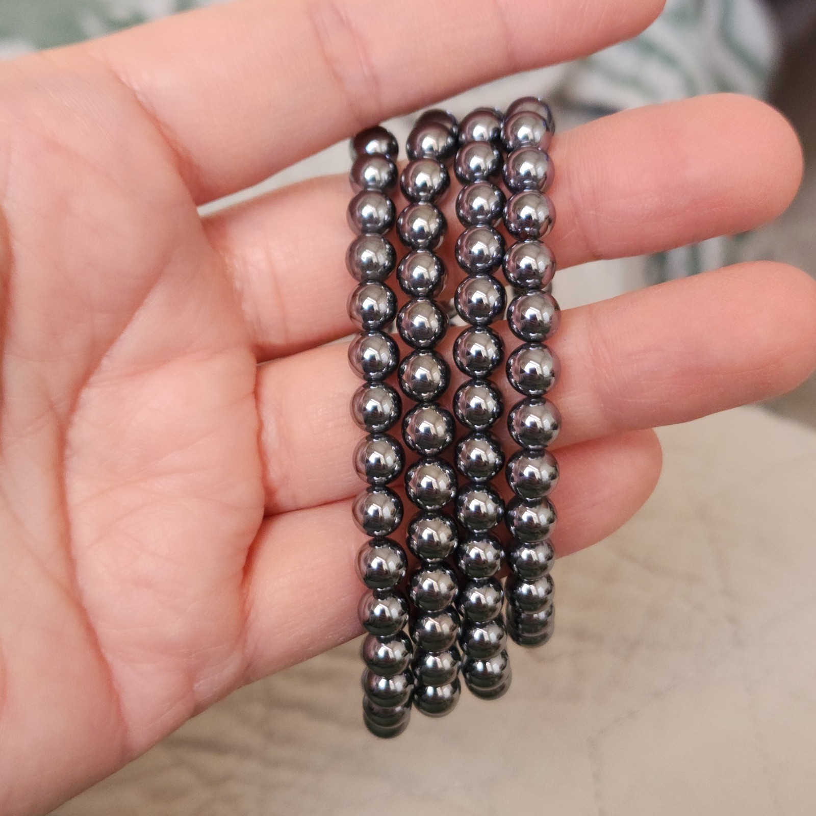 Natural 6mm Terahertz Bracelet Crystal Beads Stretch