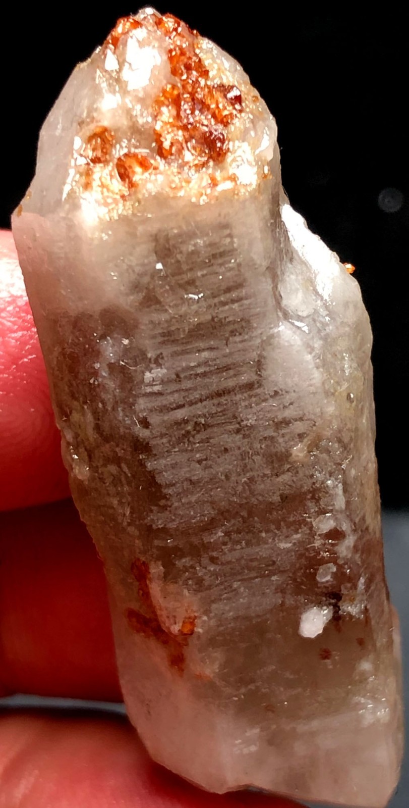 18g Brand new Rare Black SMOKY QUARTZ Crystal Point &Garnet Spessartine u13