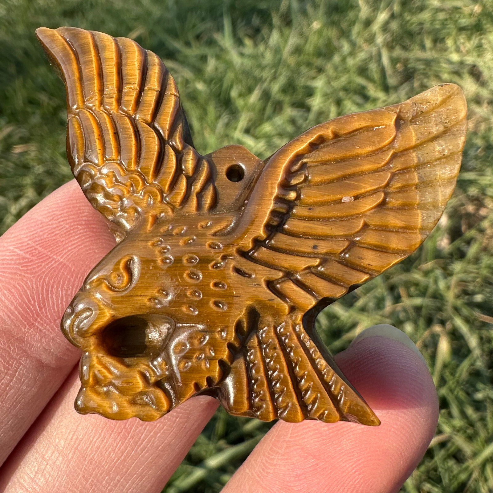 Natural Tiger-Eye Hand Carved Eagle Skull Quartz Crystal Specimen Reiki Healing
