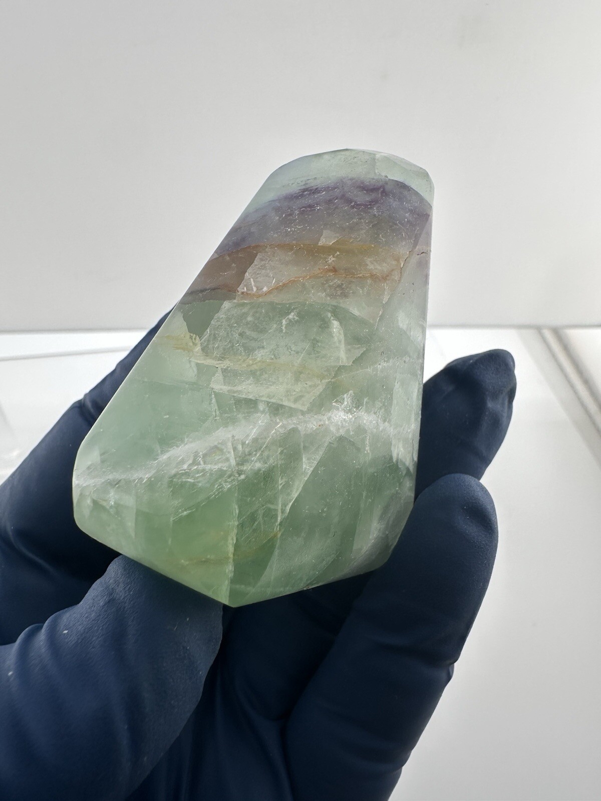 Rainbow Fluorite Handmade Triangle Faceted Purple Yellow Green Gemstone