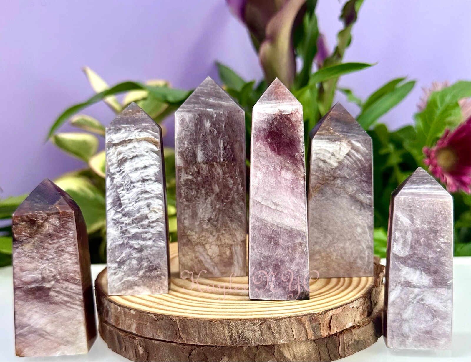 Wholesale Lot 1 Natural Lepidolite Purple Mica Tower Point Crystal Healing