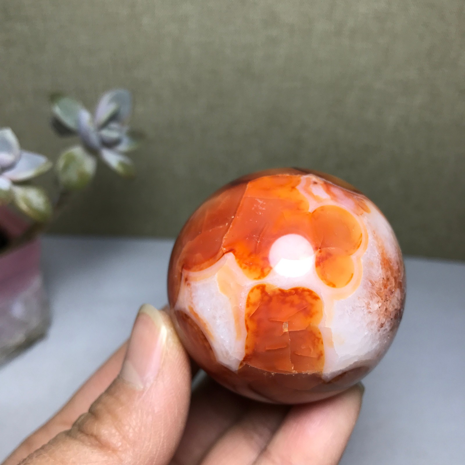 48mm Natural red agate sphere ball Crystal polish/rough specimens 160g A2975
