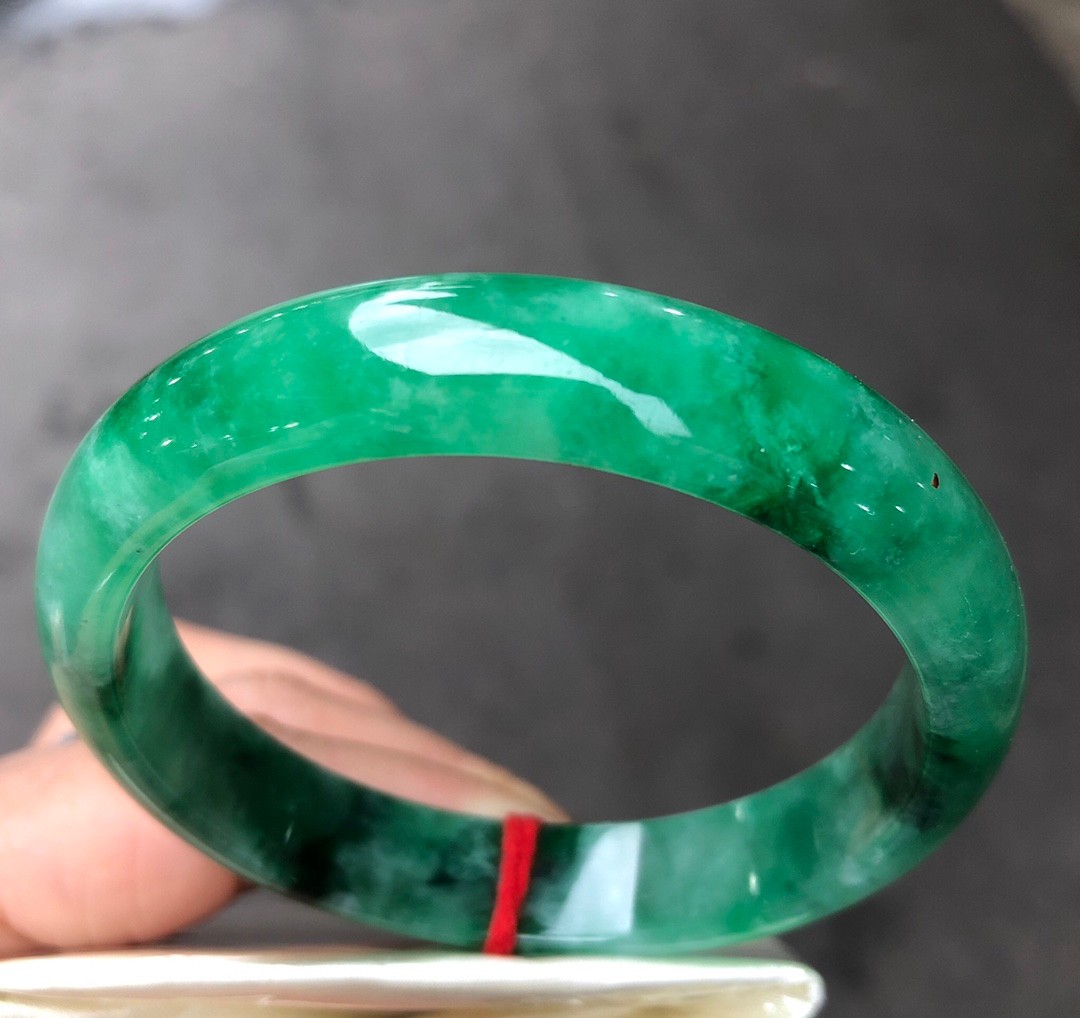 Certified Natural Grade AAA Ice Green Burmese Jade jadeite bracelet bangle 57MM