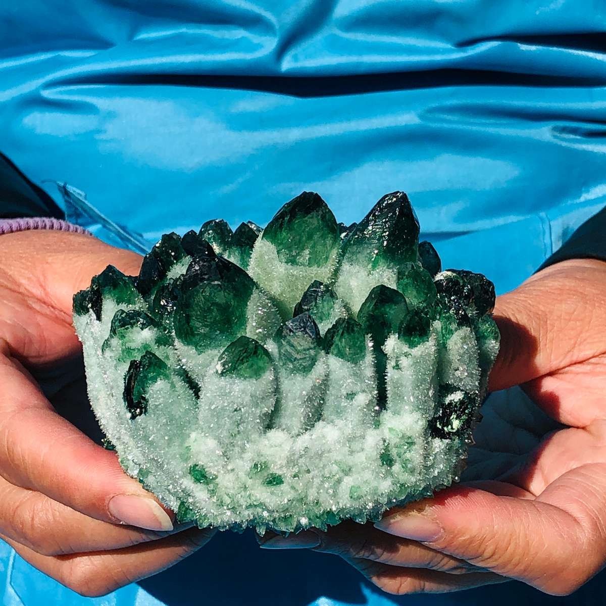 4Pcs 3.78LB New find green Phantom Quartz Crystal Cluster mineral samples heals