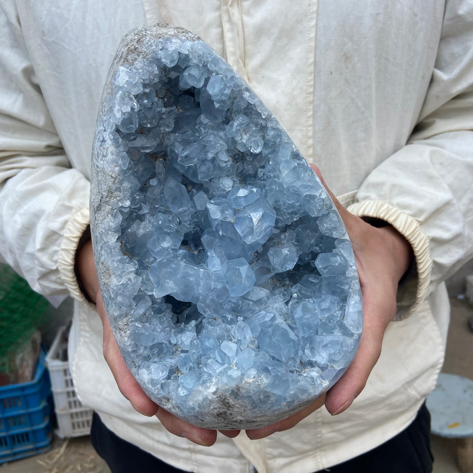 10.5lb Natural Blue Celestite Crystal Geode Quartz Cluster Mineral Specimen