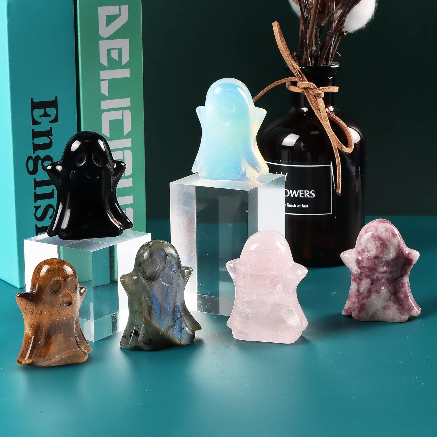 Amethyst Crystal Ghost Statue Crystal Emoji Ghost Figurine Gemstone Hand Carved
