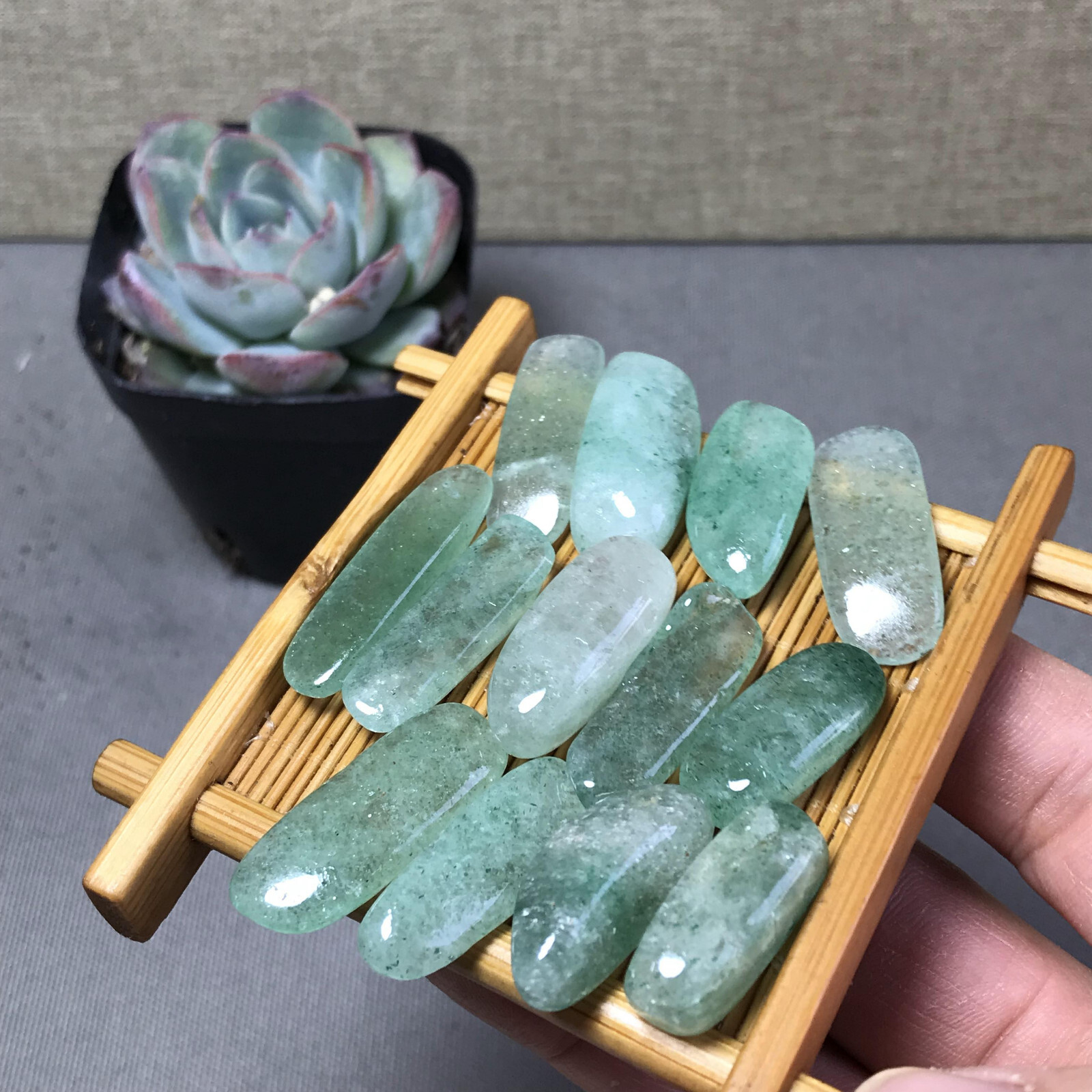 13Pcs Natural Green Strawberry Crystal gemstone Polish Mineral Specimen A6586