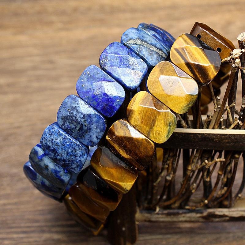 Natural heterosexual crystal healing cut tiger eye stone Indian agate bracelet