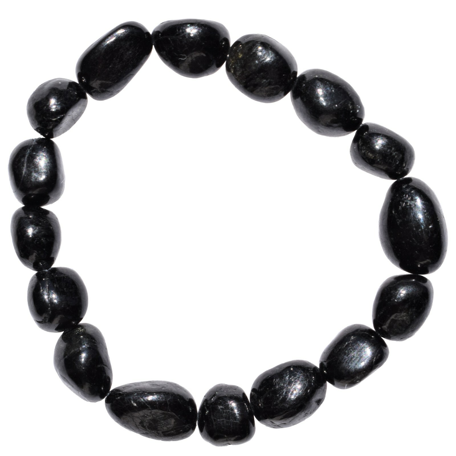 CHARGED 7″ Natural Black Tourmaline Crystal Stretchy Bracelet + Selenite Heart