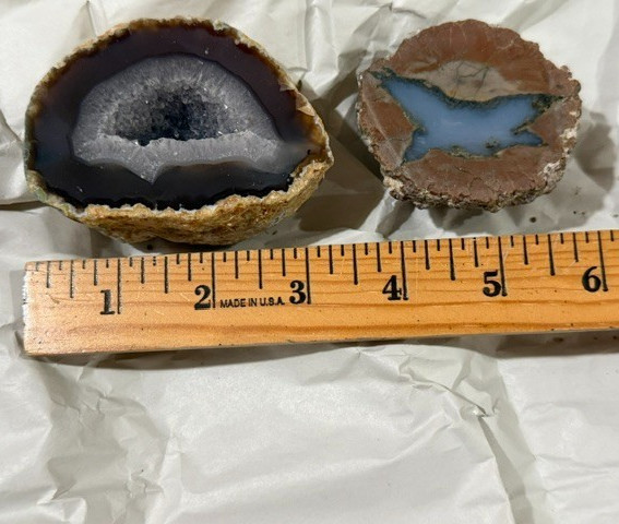 TWO Geode Stones Approx 3 inches cut in 1/2