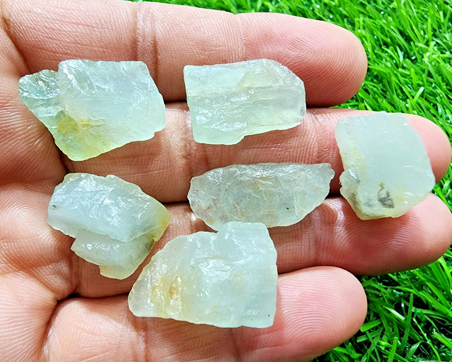 6Pc Natural Blue Aquamarine Gemstone Raw Lot 19-26MM Aquamarine Rough Stone Bulk