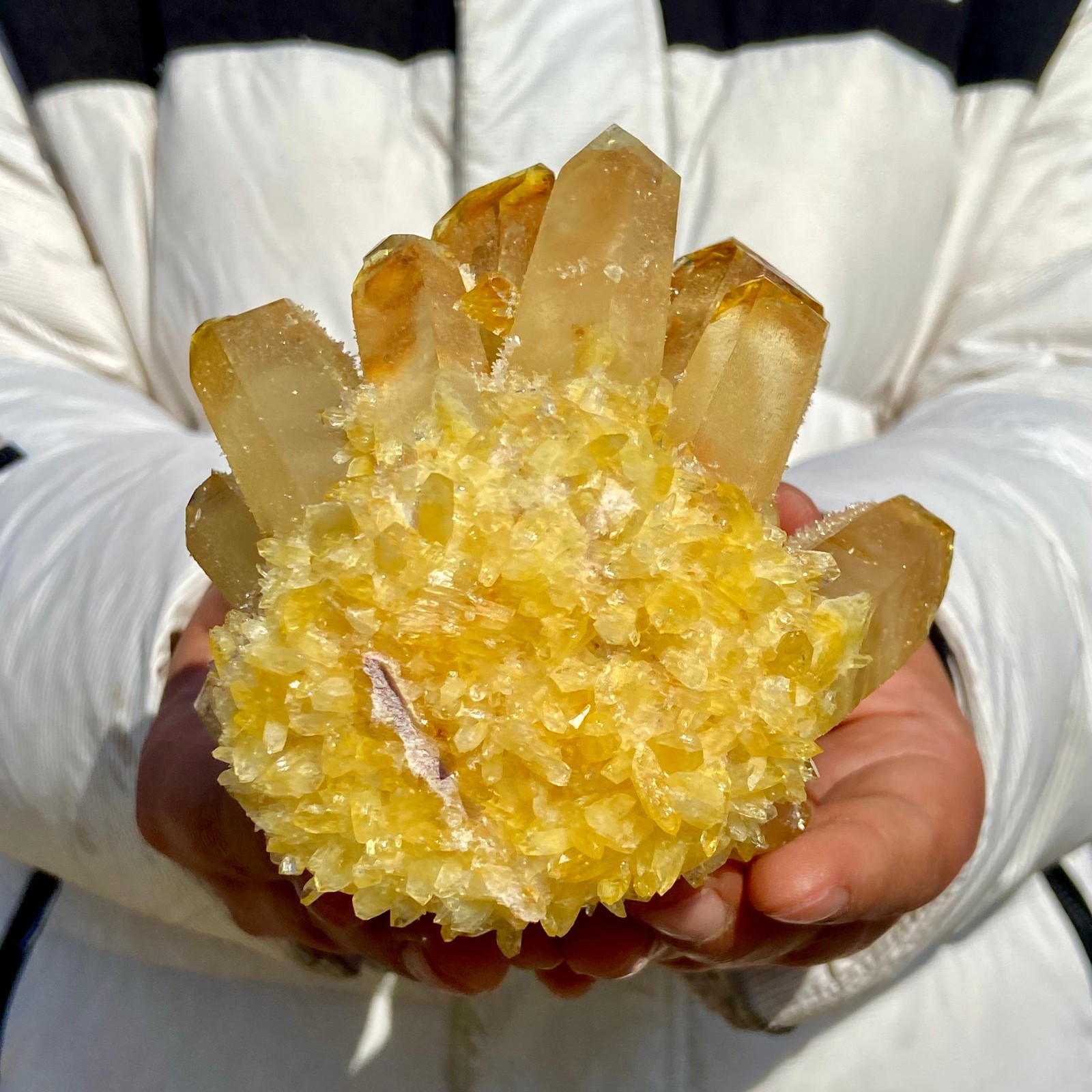 1.32LB New Find Yellow Phantom Quartz Crystal Cluster Mineral Specimen Healing