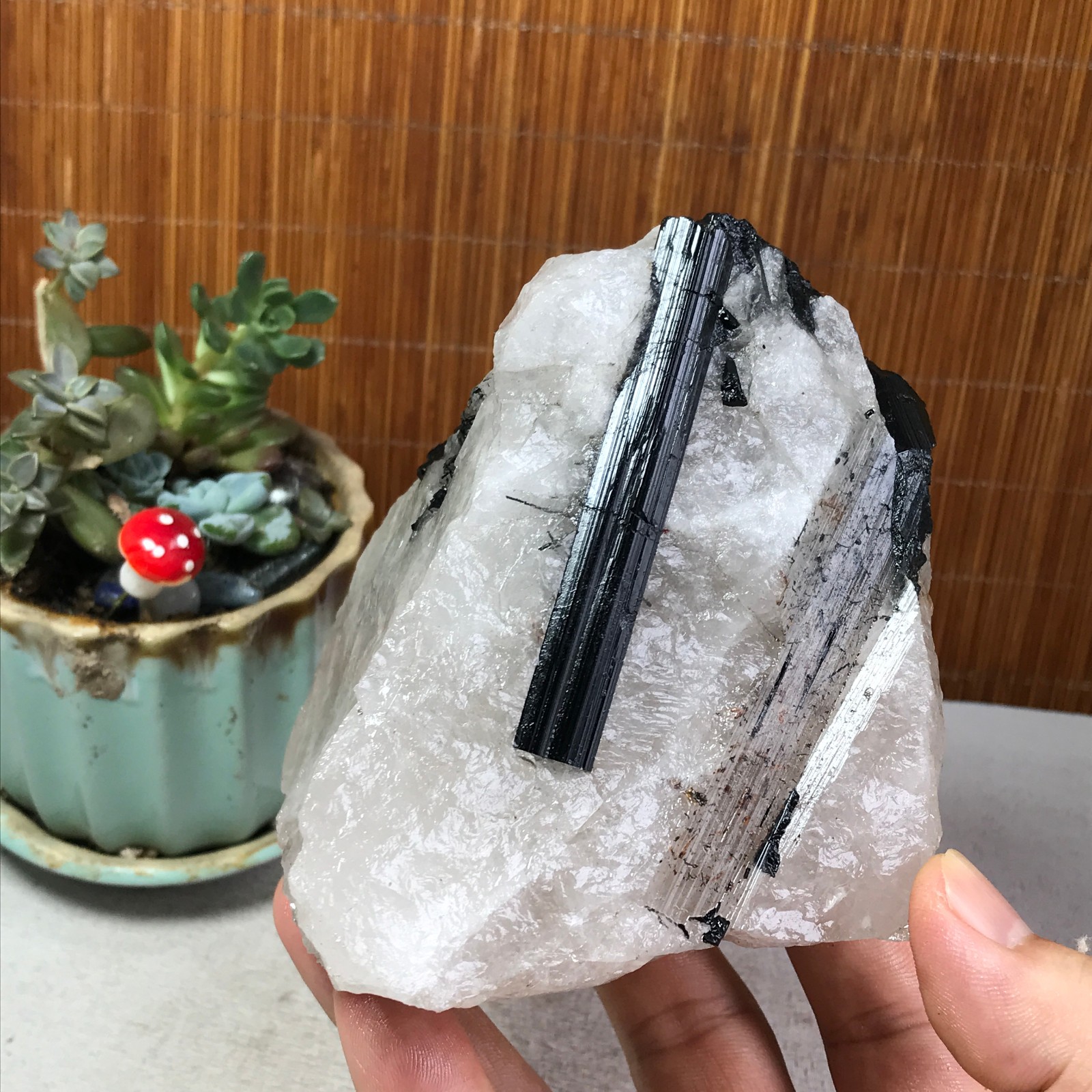 1.22kg Natural Beautiful Black tourmaline Quartz specimen Crystal Healing A6278