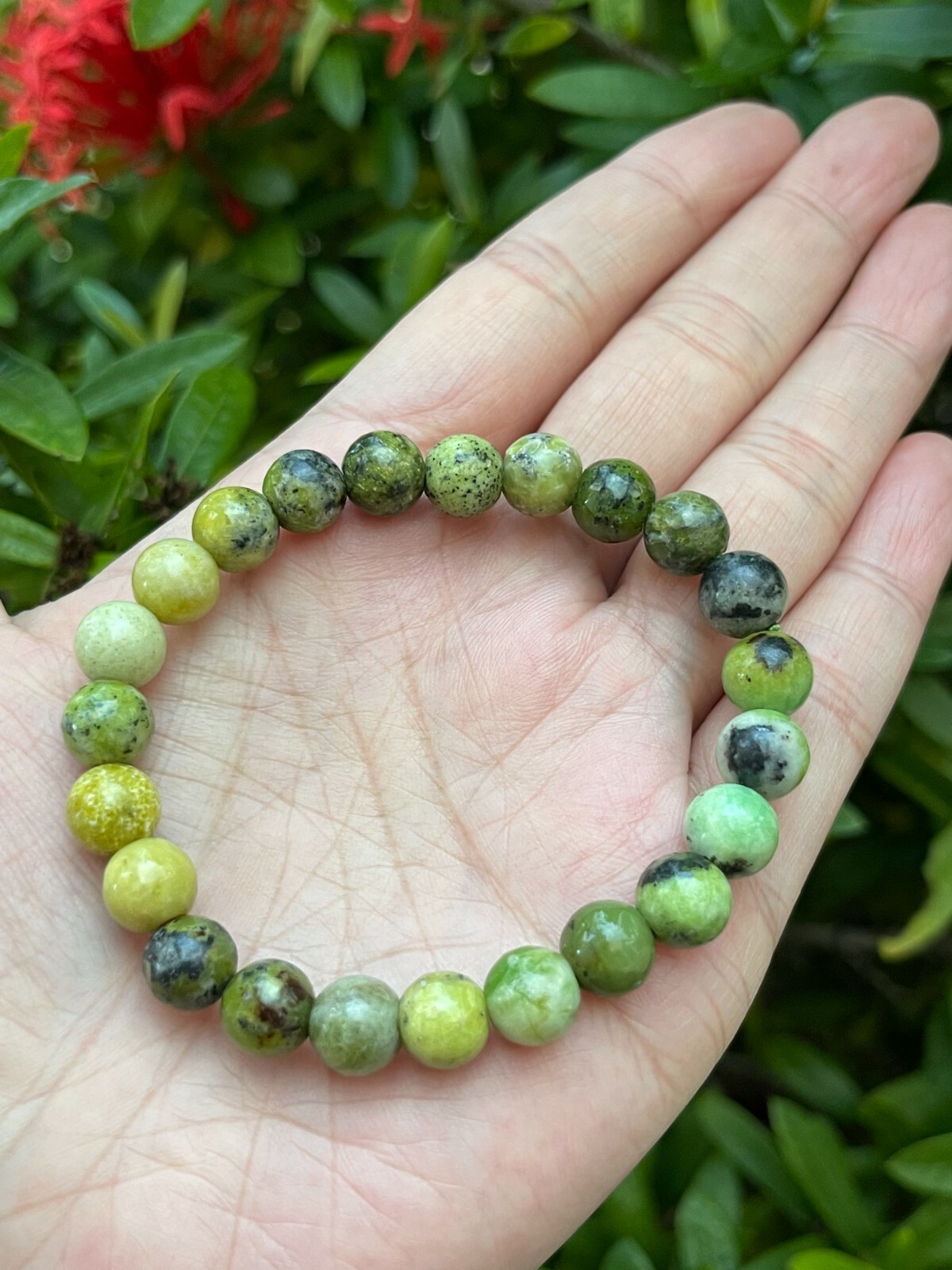 Grade A++ Chrysoprase Crystal Bead Bracelet 8mm, Genuine Chrysoprase Gemstone