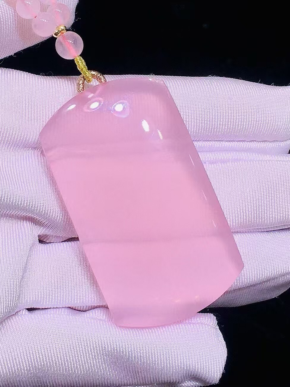 Natural Rose Quartz Pink Crystal Safe Lock Pendant Necklace 54x32x10mm AAAA