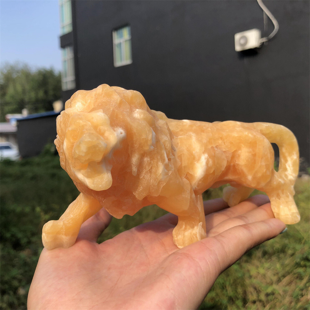 600g Natural Miarolite Quartz Hand Carved Crystal Lion Healing 1PC ,k4986