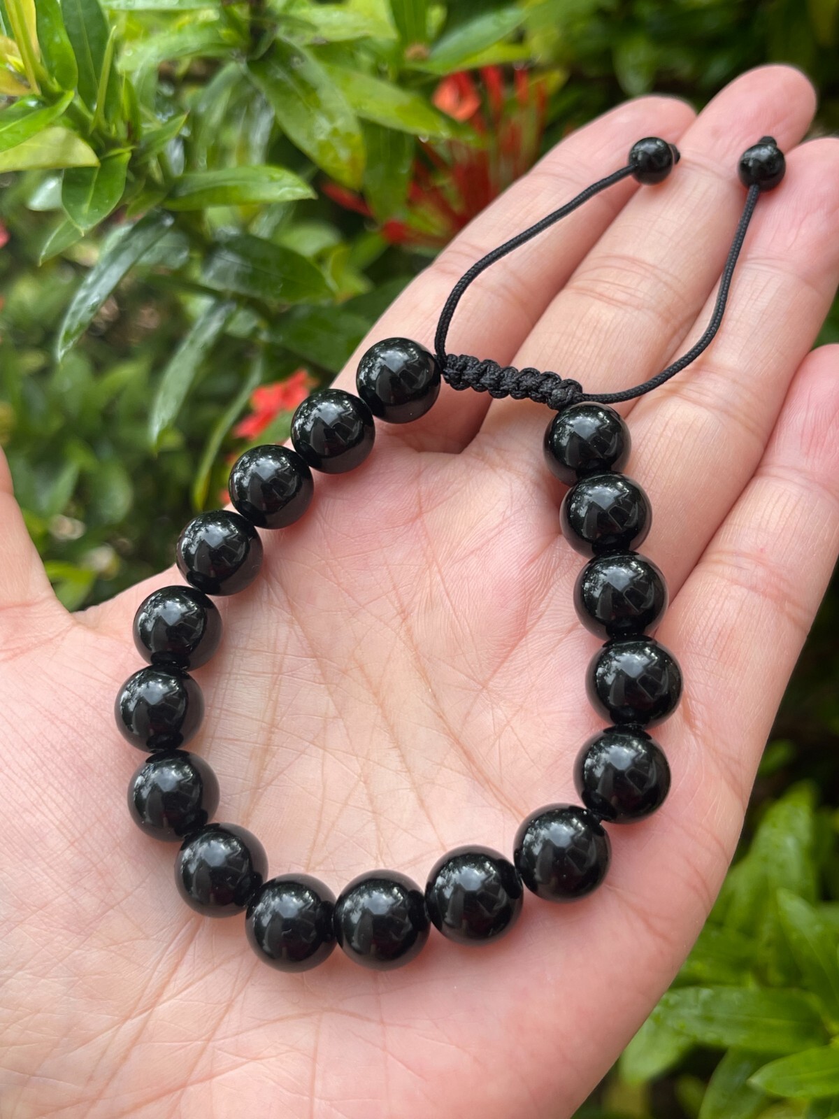 Grade A++ Black Obsidian Crystal Adjustable Bead Bracelet 10mm,Genuine Bracelet