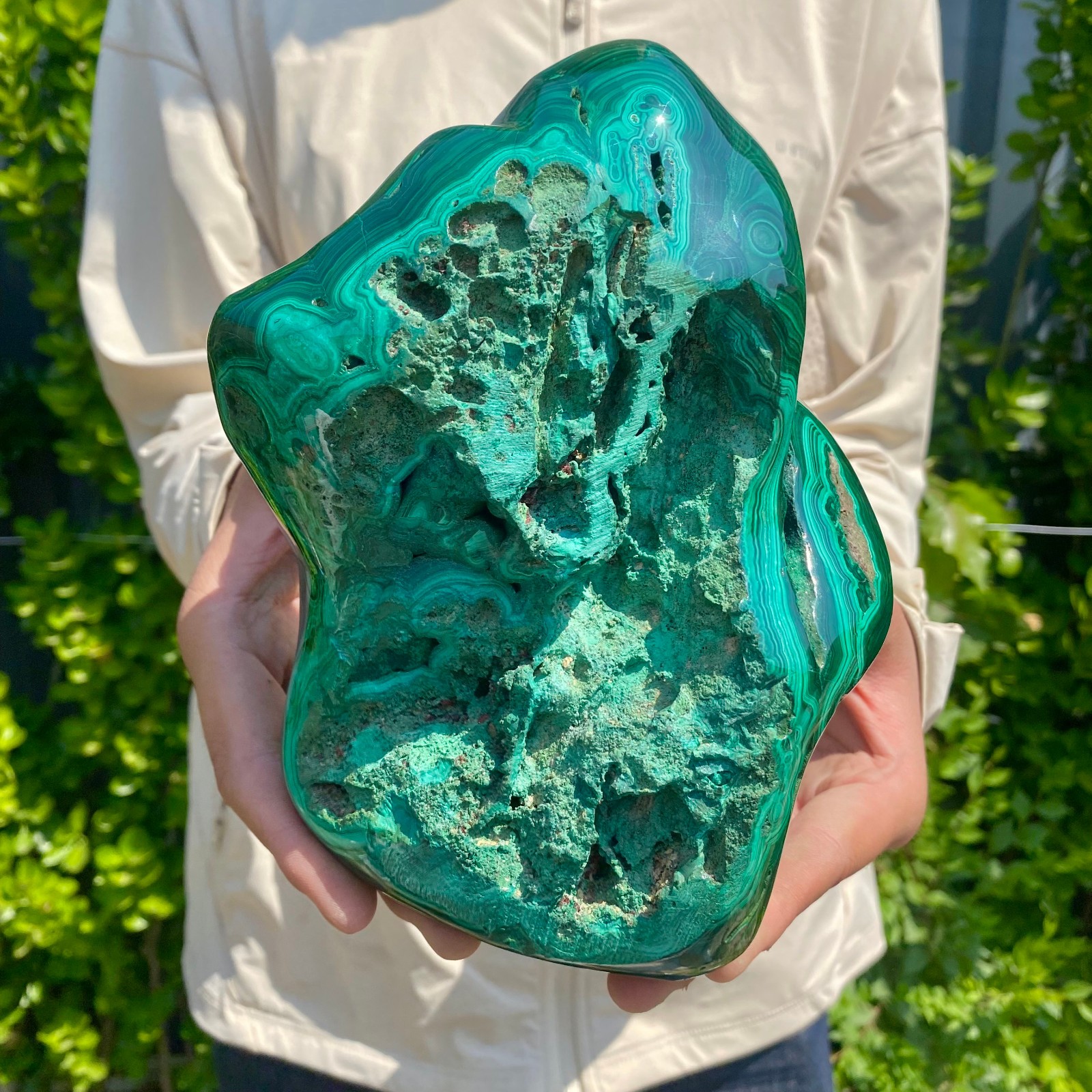 7.93LB Natural glossy Malachite transparent cluster rough mineral sample