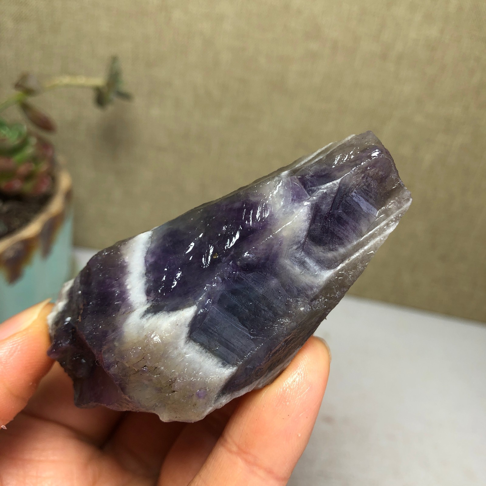 68mm Natural Dream Amethyst gemstone rough Crystal uncut specimens 66g A3822